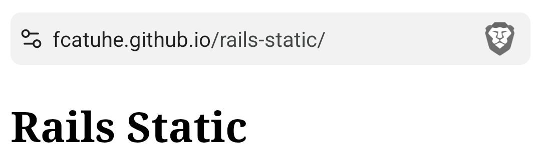 Successfully deployed Rails Static website showing the homepage with title and navigation